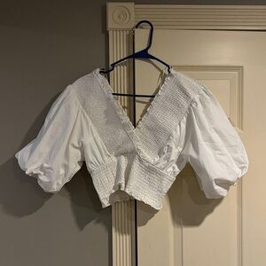 Abercrombie & Fitch White Puff Sleeve Blouse